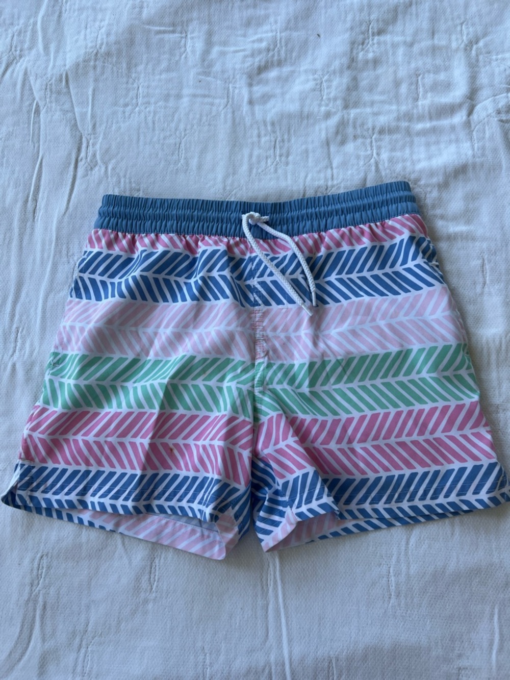 TBBC Chevron Swim Trunks in Blue, Pink & Green (boys 7/8)